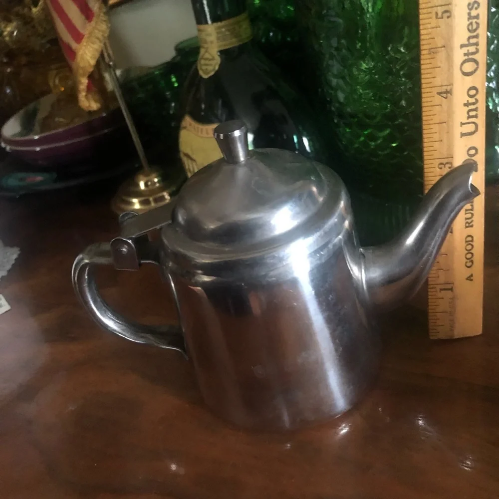 Small Vintage Stainless Steel Coffee or Tea Pot